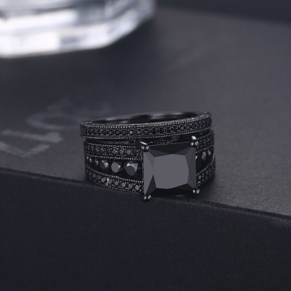 NEW 18K BLACK SAPPHIRE STERLING SILVER RING​ - Picture 6 of 7